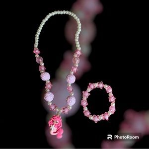 Pink Mermaid Necklace and Bracelet Set